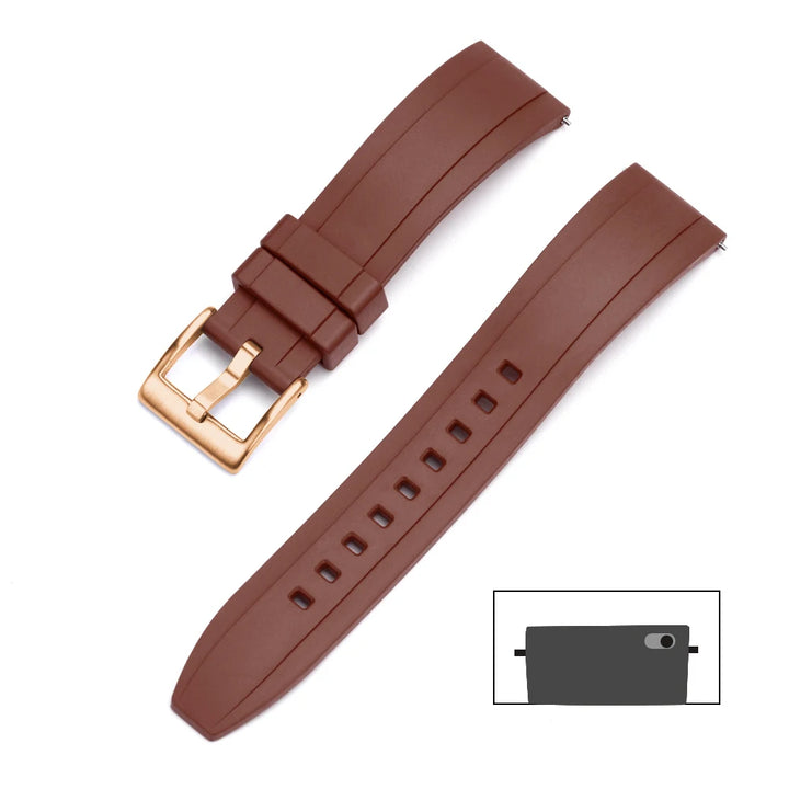 Universal FKM Rubber Watch Strap – 20–24mm Waterproof Sport Band for Rolex, Omega, Armani & Seiko