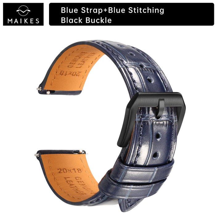 MAIKES Calf Leather Watch Strap Quick Release Bracelet For Longines Omega IWC Watchbands 20mm 21mm 22mm Watch Band