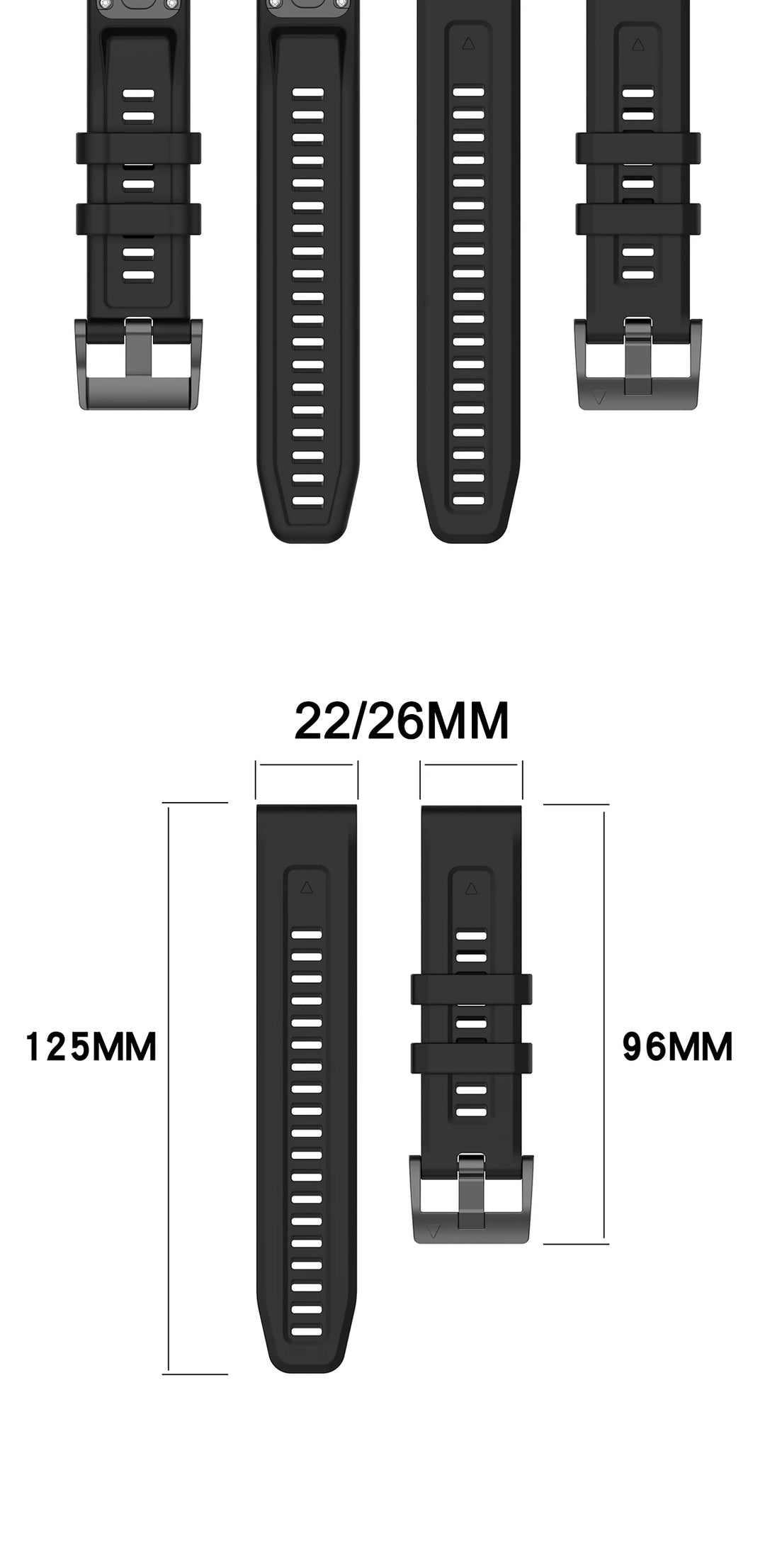 Silicone QuickFit Watch Strap 20/22/26mm for Garmin Fenix & Forerunner Series