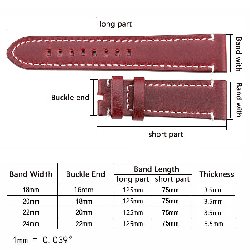 Genuine Leather Watch Strap Bracelet 7 Colors Quick Release Watchband 18 20 22 24mm Bracelet Butterfly Buckle Band