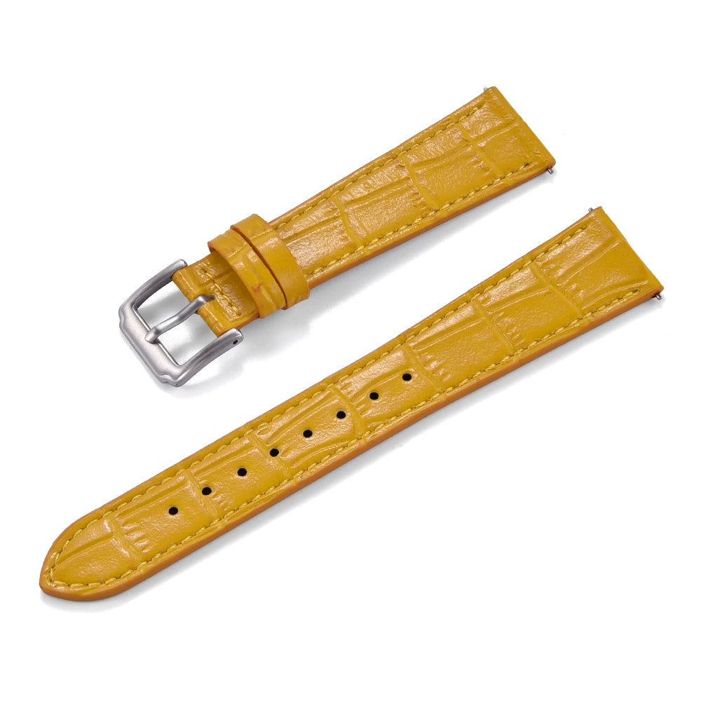 High Quality Classic Bamboo Leather Watch Strap 16/18/19/20/21/22mm Quick Release Watchbands Unisex Smart Leather Wristbands