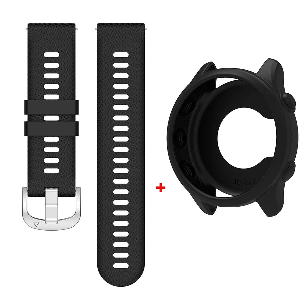Silicone Strap with Protective Case for Garmin Forerunner 255/265