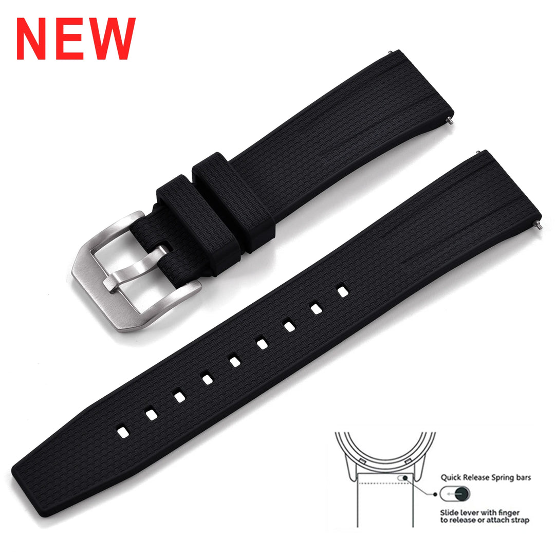 JUELONG Premium Busluo Fkm Rubber Watch Strap 20mm 22mm Watch Bands Fluororubber Straps For Traditional Diving Watch Accessories