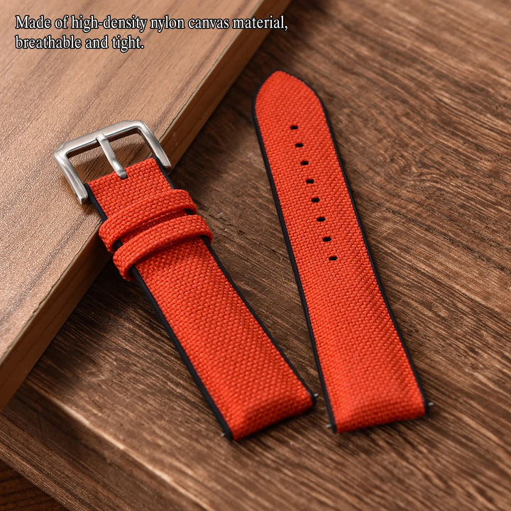 Quality Sailcloth Watch Strap18/19/ 20/21/22mm Silicone Rubber Watchband Nylon Qucik Release Fabric Bracelet Universal Wristbelt