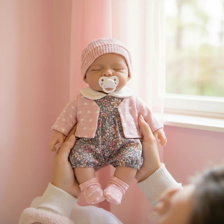 NPK 12inch Lifelike Reborn Doll Loulou Awake Flexible Elastic Platinum Silicone Soft Mouth Openable Super Solid