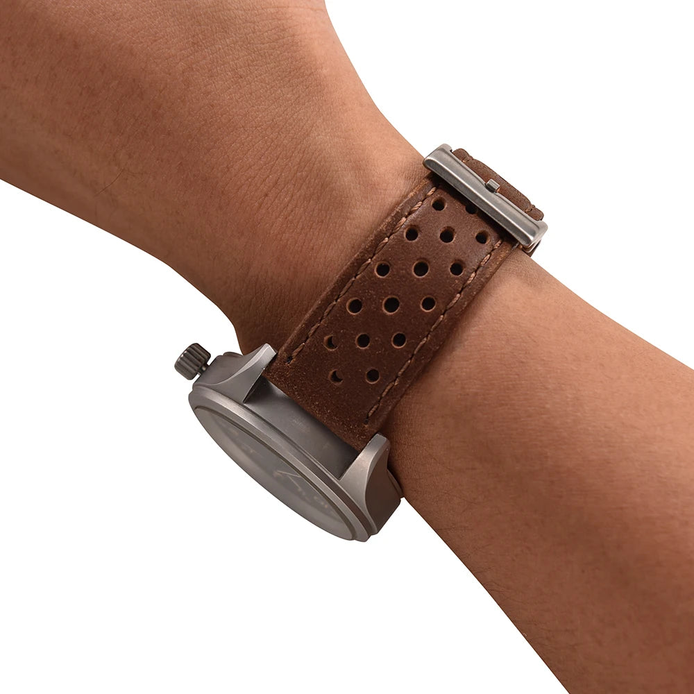 Breathable Leather Watch Strap 18-22mm Quick Release for Omega, Seiko