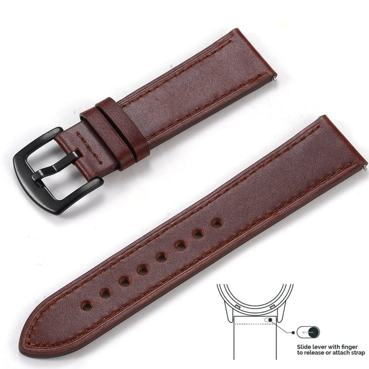 op Grain Genuine Leather Watch Band 20mm 22mm (Quick Release)
