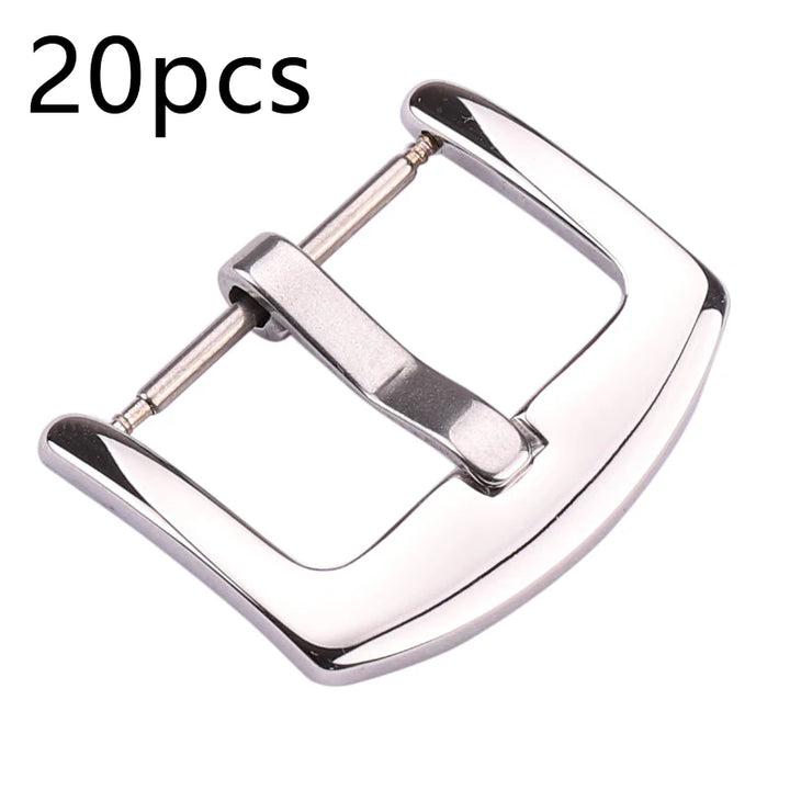 20pcs Metal Watch Buckles – Stainless Steel (18–24mm) Silver/Black/Gold