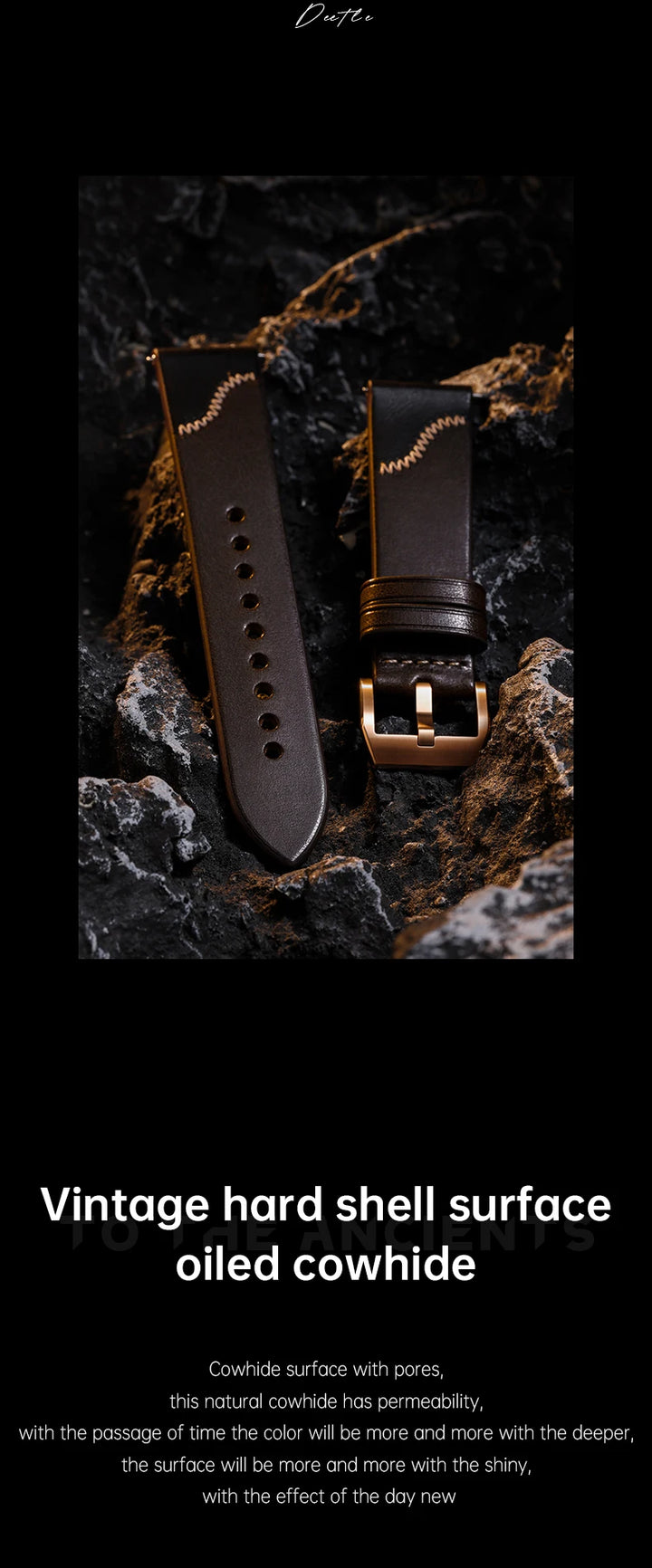 Maikes Luxury Design Bicolor Watch Strap Quick Release With Rose Gold Buckle Handmade Stitching Full Grain Leather Watch Strap