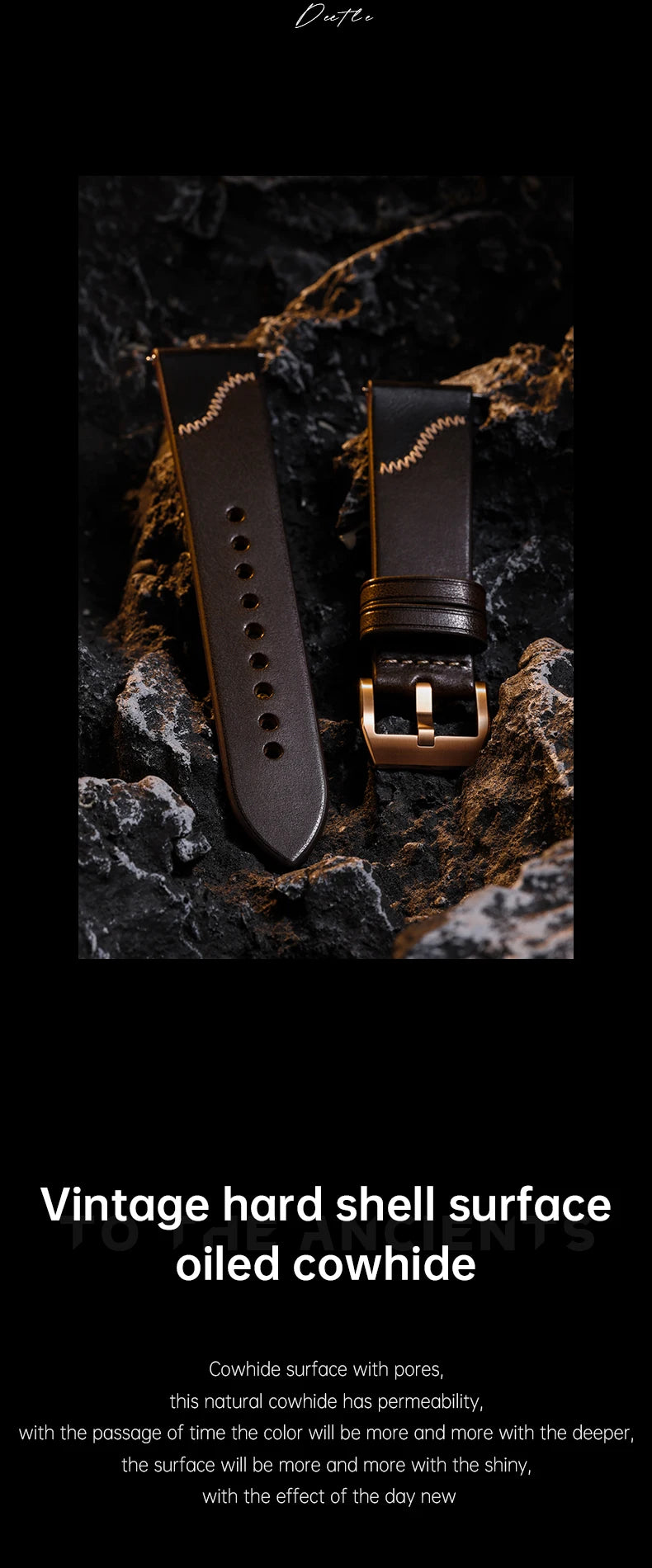Maikes Handmade New Design Double Color Watch Band, Quick Release, Top Full Grain Leather Strap With Rose Gold Buckle