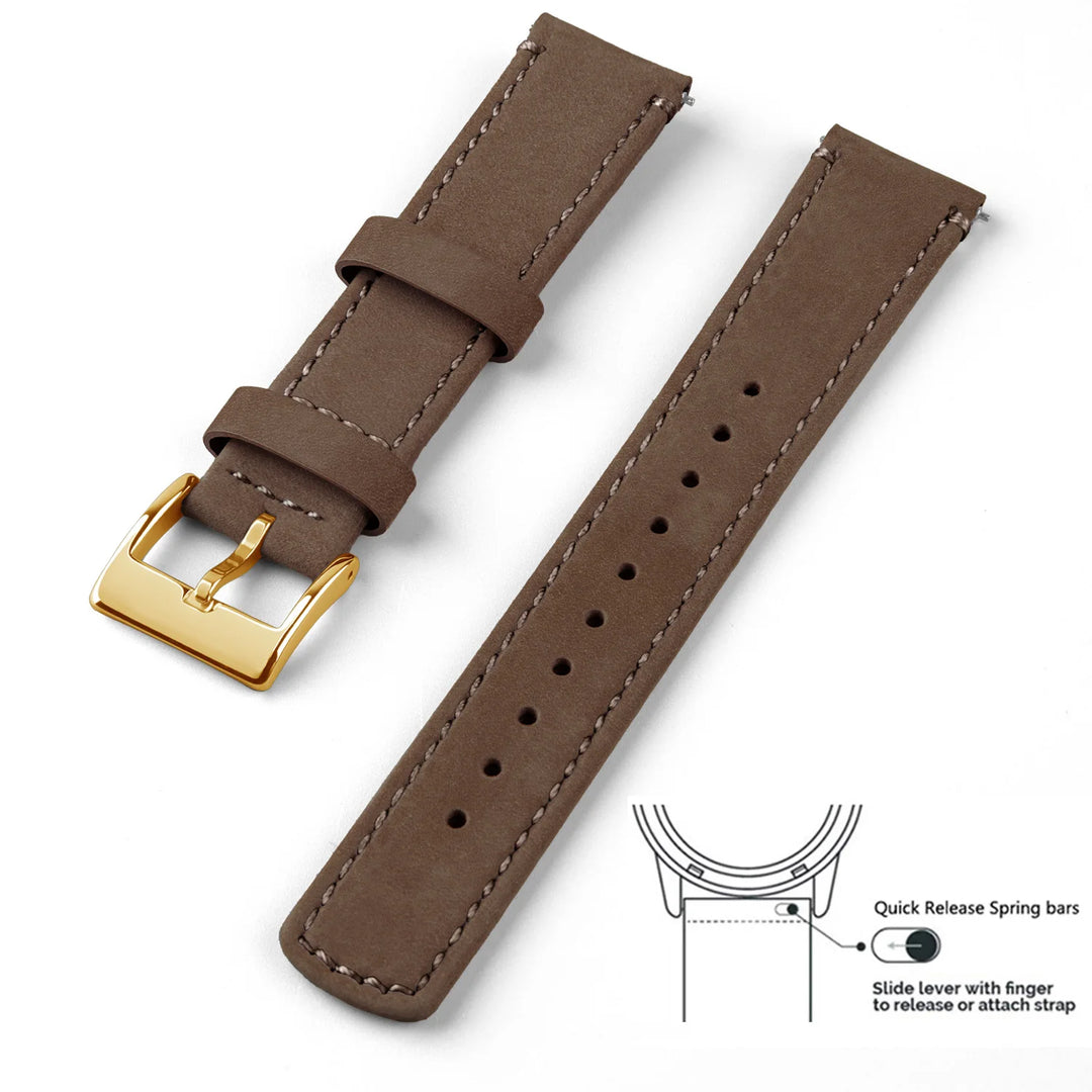 Genuine Top Grain Leather Quick Release Watch Band 20–22mm for Samsung Galaxy Watch