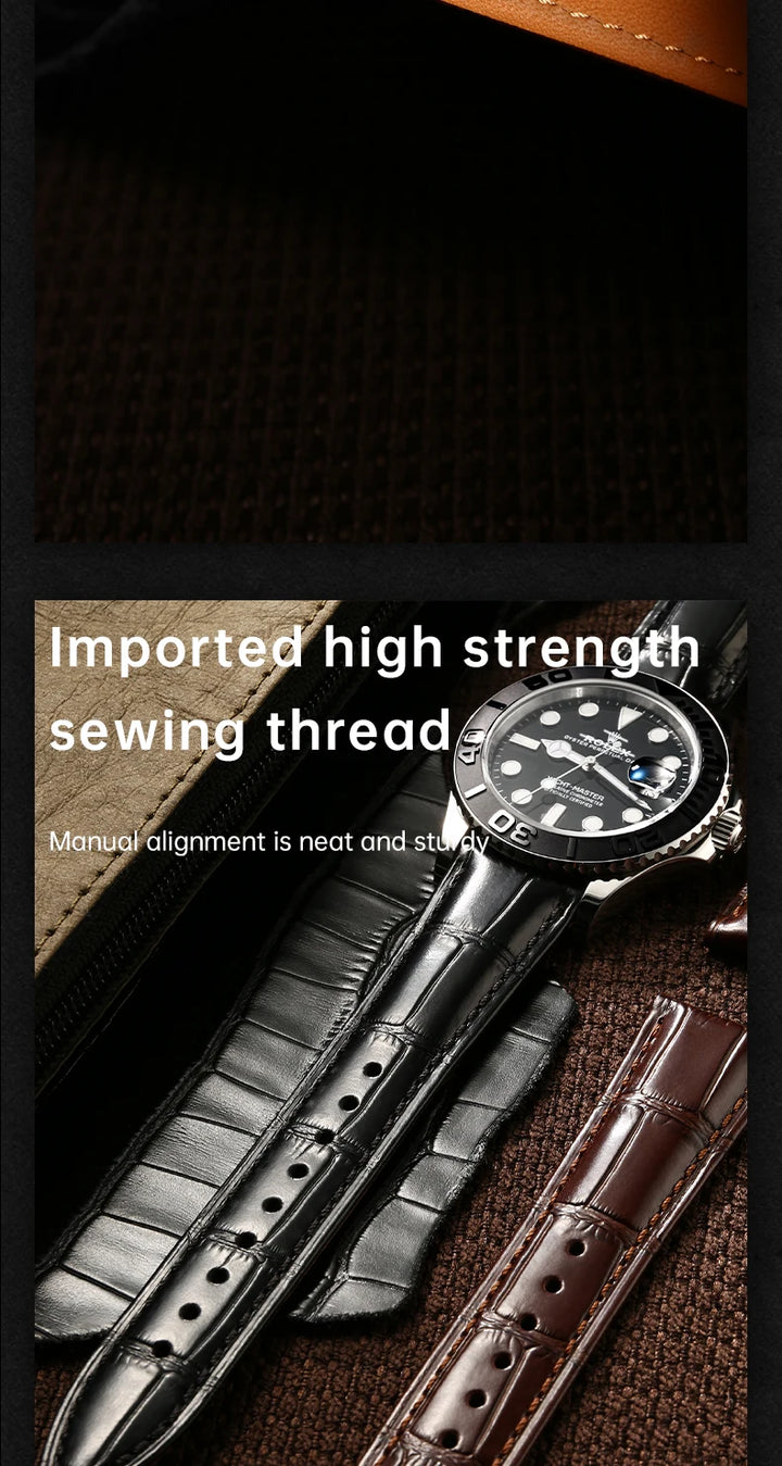 MAIKES Luxury Leather Watch Strap Quick Release Accessories For Rolex Omega IWC Watchbands Green 19mm 20mm 21mm 22mm Watch Band