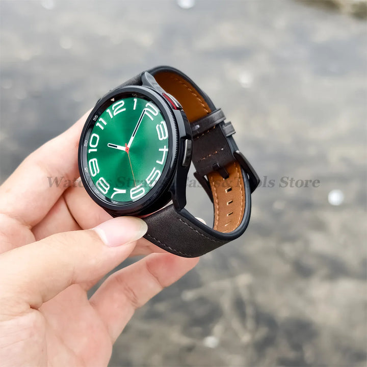 Leather Strap for Samsung Galaxy & Huawei Watches – Vintage Brown (20/22mm)