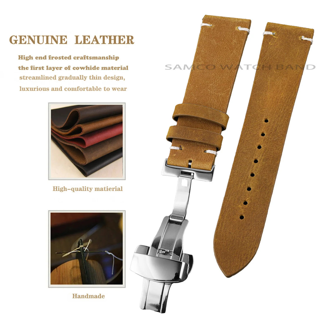 Vintage Top-Grain Leather Watch Strap (18–24mm)