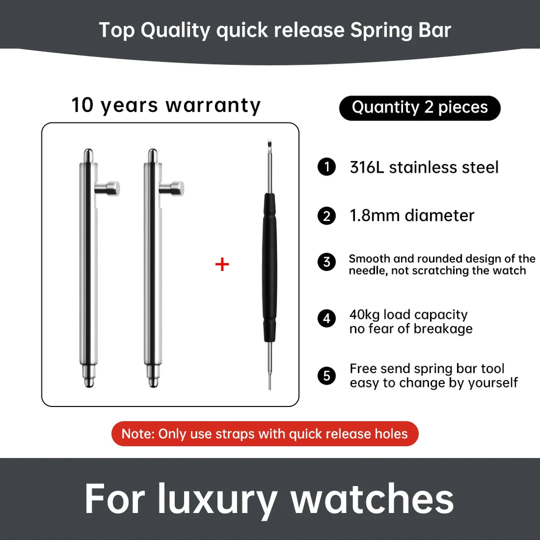 Maikes Quick-Release 316L Stainless Steel Spring Bars – 18/19/20/22mm for Watch Straps