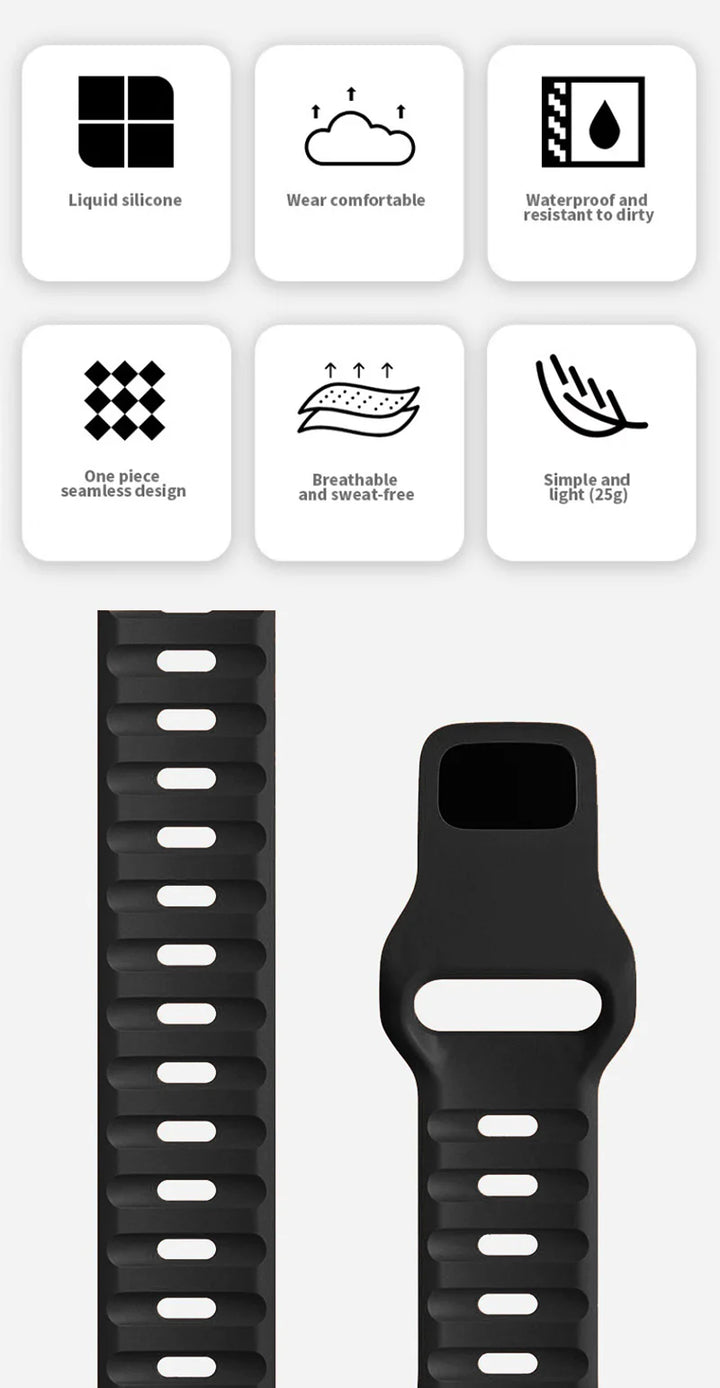 Silicone Rubber Apple Watch Band 38–49mm for iWatch Series 3–8 & Ultra
