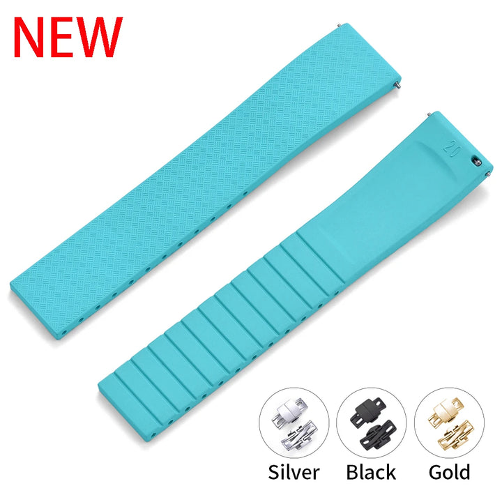 JUELONG CTS Fluororubber Watch Strap 18mm 19mm 20mm 22mm New Quick Release Butterfly Buckle Watch Band FKM Strap For Cut To Size