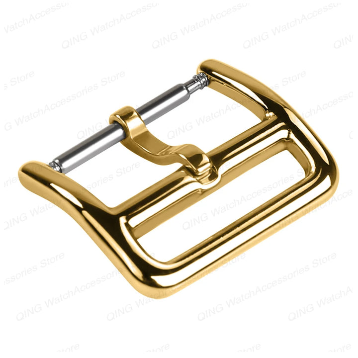 Stainless Steel Metal Watch Buckle 12–22mm (Polished, Silver/Black/Rose Gold)