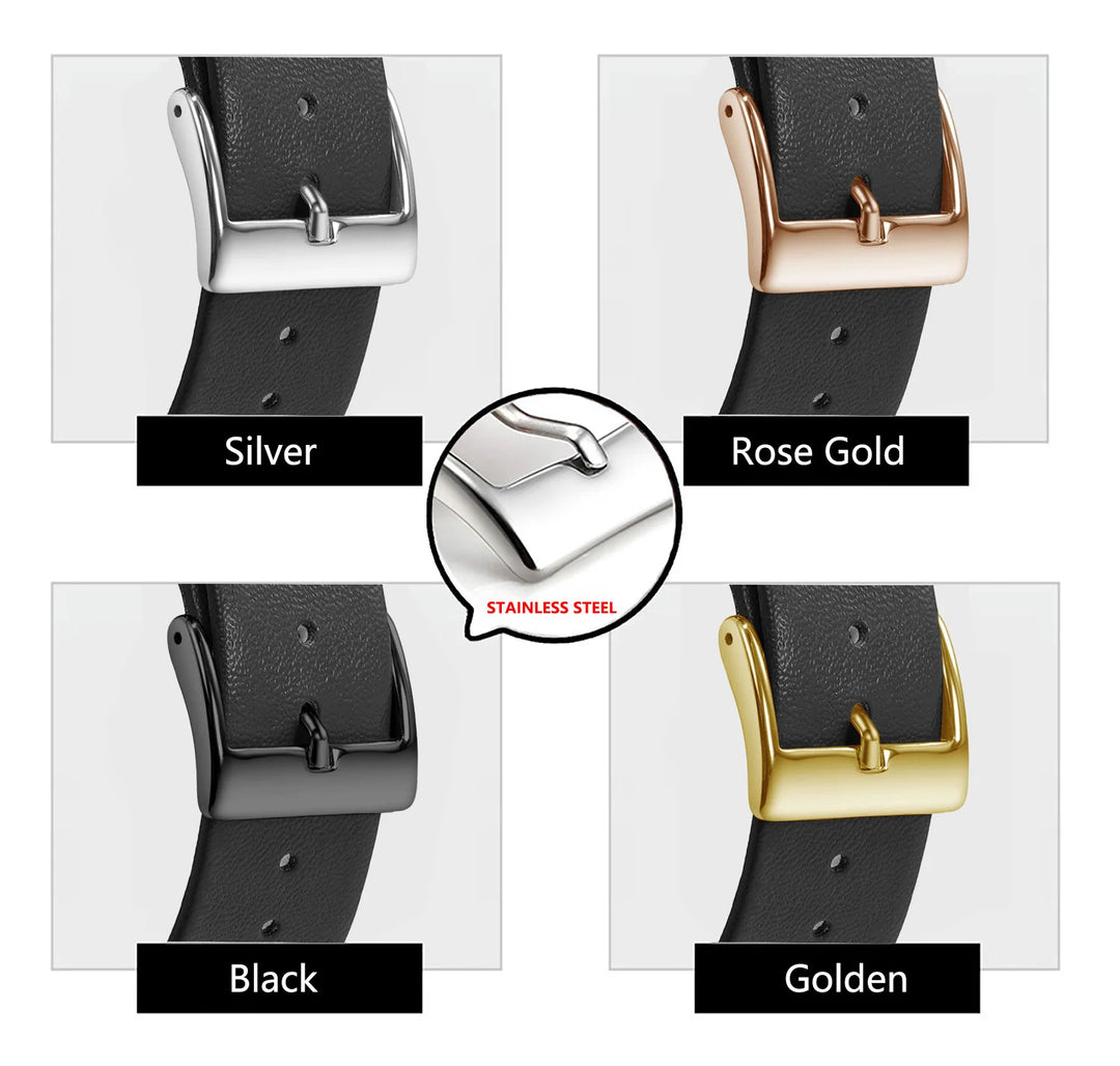Genuine Leather Minimalist Thin Elegant Apple Watch Band 12–22mm (Soft Wrist Bracelet)