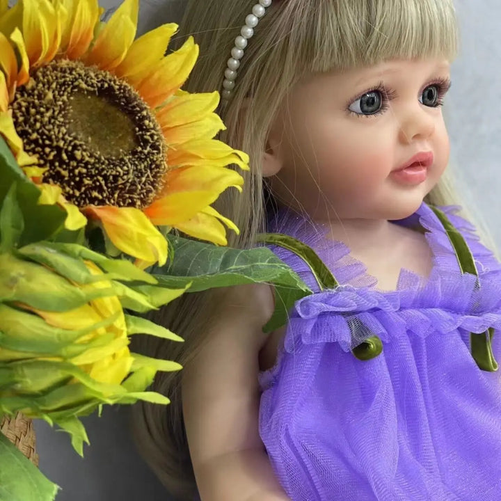 NPK 55CM Lifelike Reborn Toddler Princess Betty Soft Touch Vinyl Body Real Baby Doll with Blond Hair