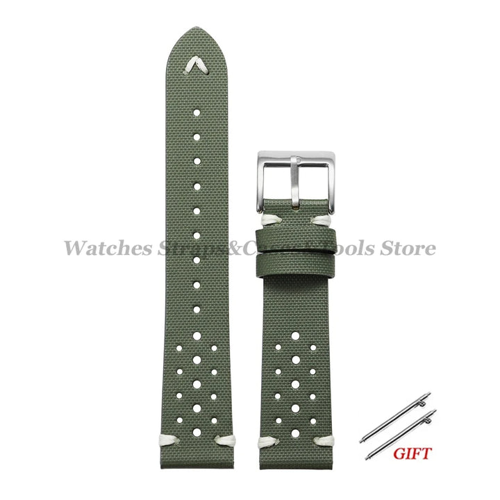 Premium Nylon Sailcloth Watch Strap 18mm 20mm 22mm Band Quick Release Perforated Breathable Watchband for Men's Women Wristbelts