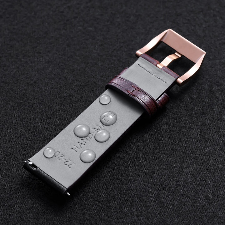 Maikes Luxury Design Bicolor Watch Strap Quick Release With Rose Gold Buckle Handmade Stitching Full Grain Leather Watch Strap