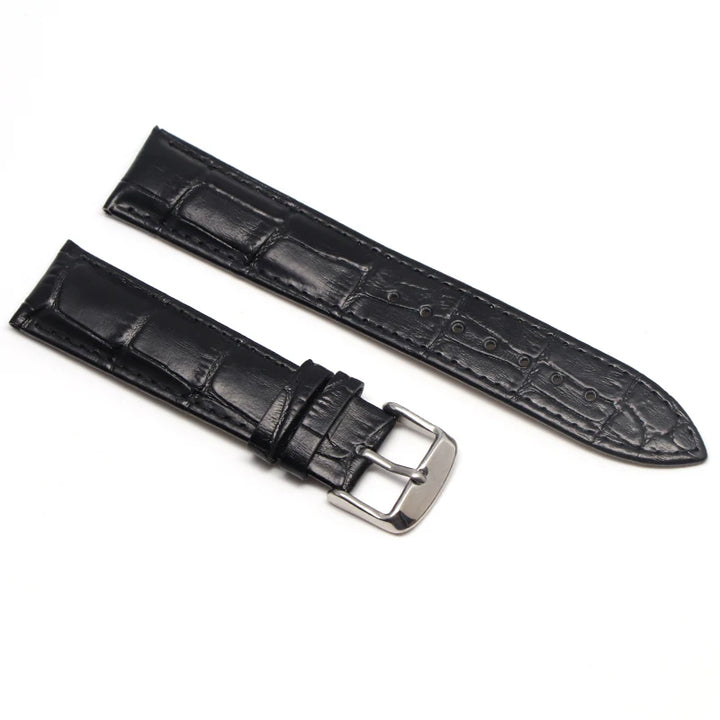 Genuine Leather Watch Strap with Steel & Butterfly Buckle (18-20mm)