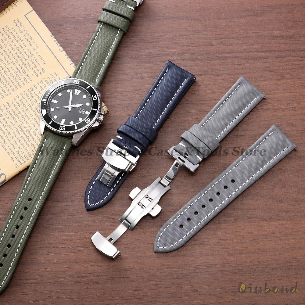 Sailcloth Nylon Watch Strap 18–22mm (Butterfly Buckle)