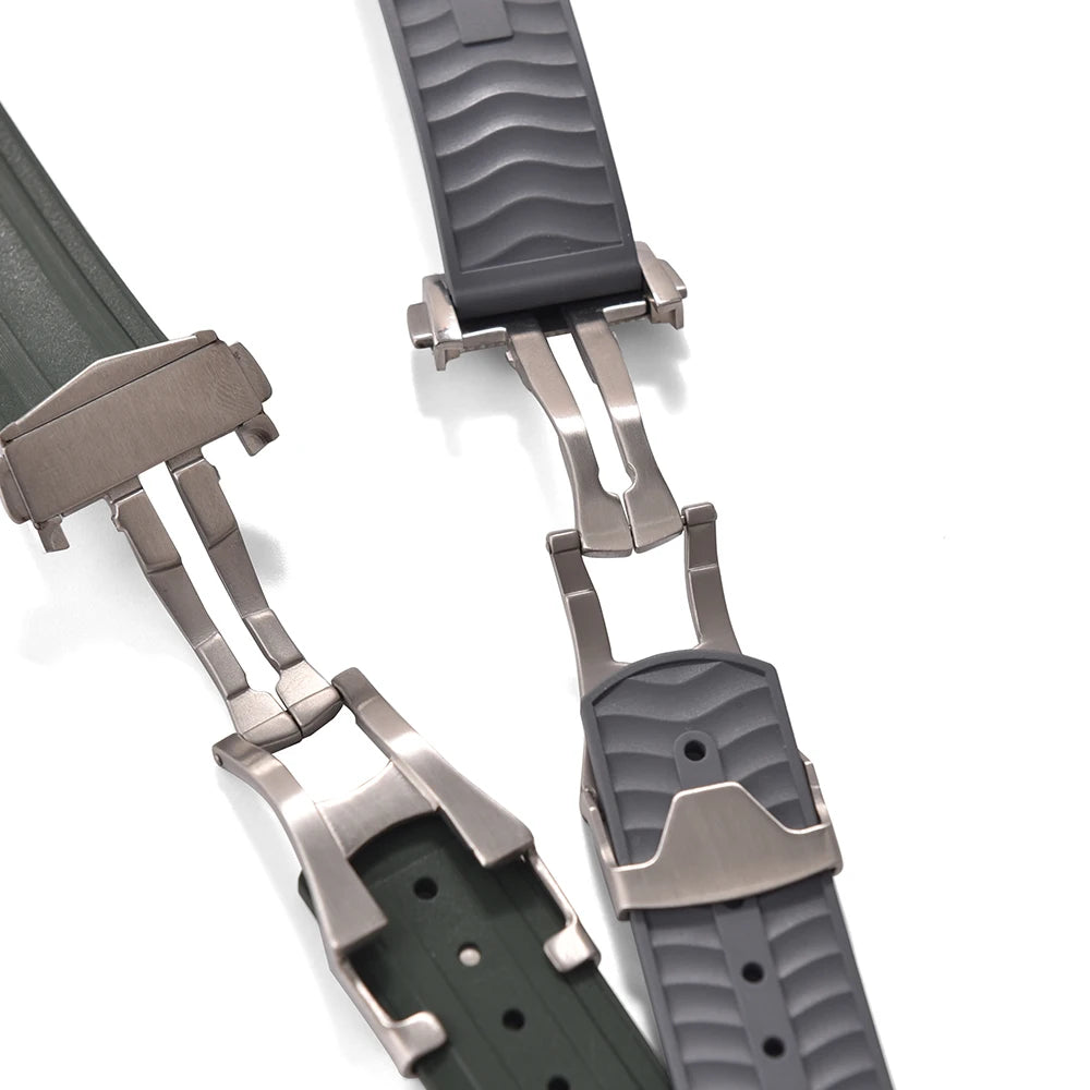 New Design FKM Strap 20mm Fluororubber Curved End For Omega Seamaster 300 PFAS Certification With Original Fold Buckle WatchBand