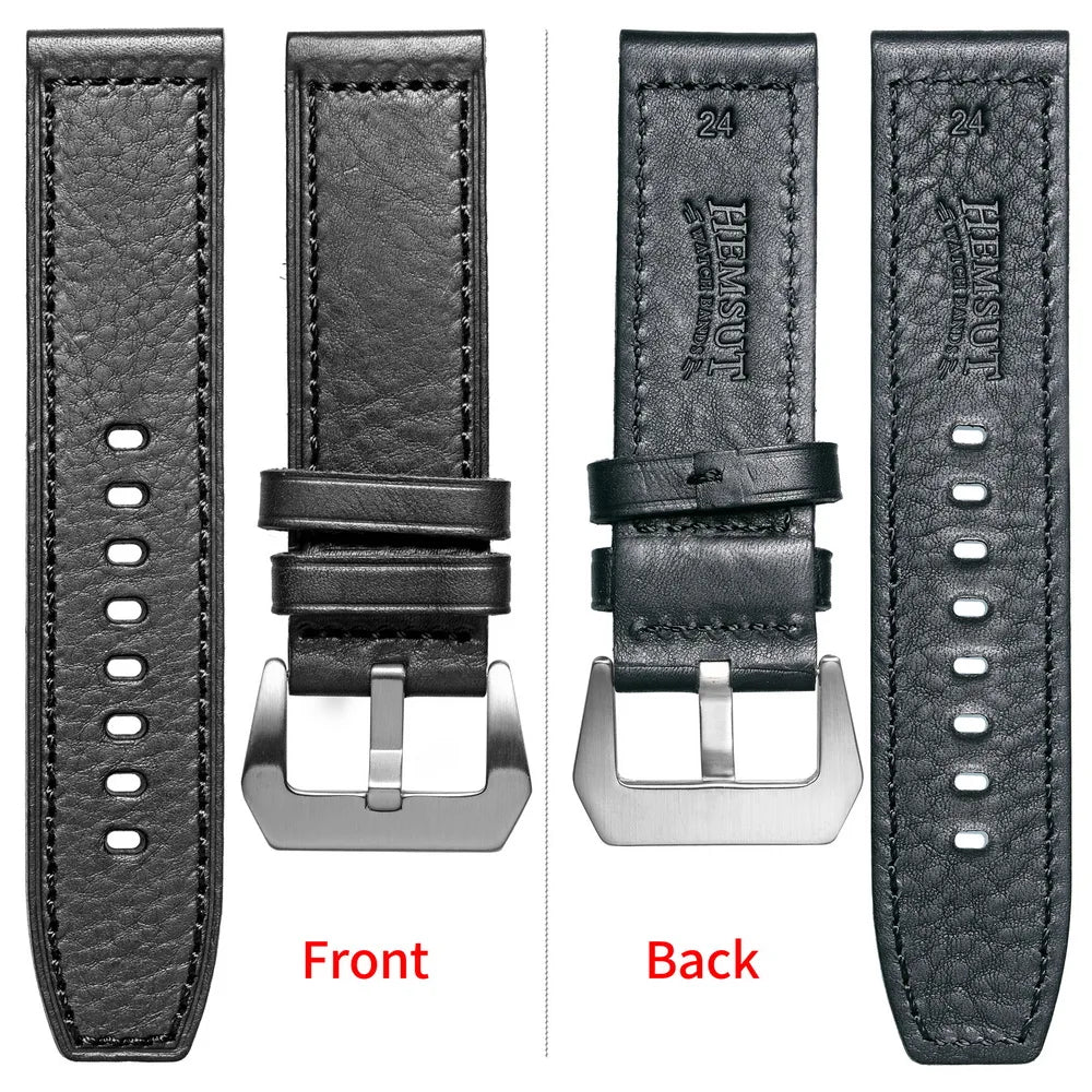 HEMSUT Genuine Leather Watch Band – Retro Handmade Cowhide (20-26mm)