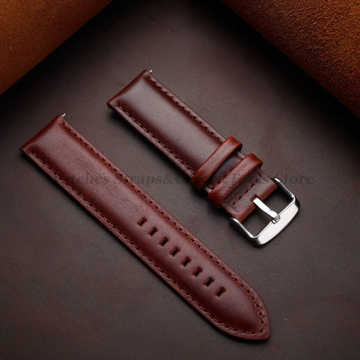 Vintage Cowhide Leather Watch Strap 18–26mm Quick Release – Universal
