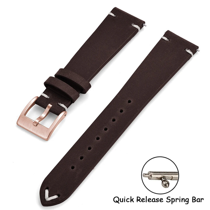 Crazy Horse Vintage Leather Quick-Release Watch Strap (18-22mm)
