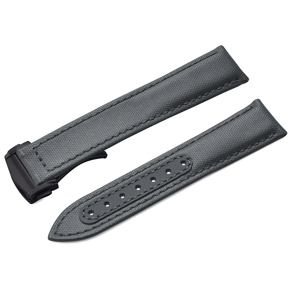 Sailcloth Nylon Watch Band 20mm 22mm Leather Sailcloth Strap For Omega Seamaster  Swatch Folding Buckle Band Universal Bracelet