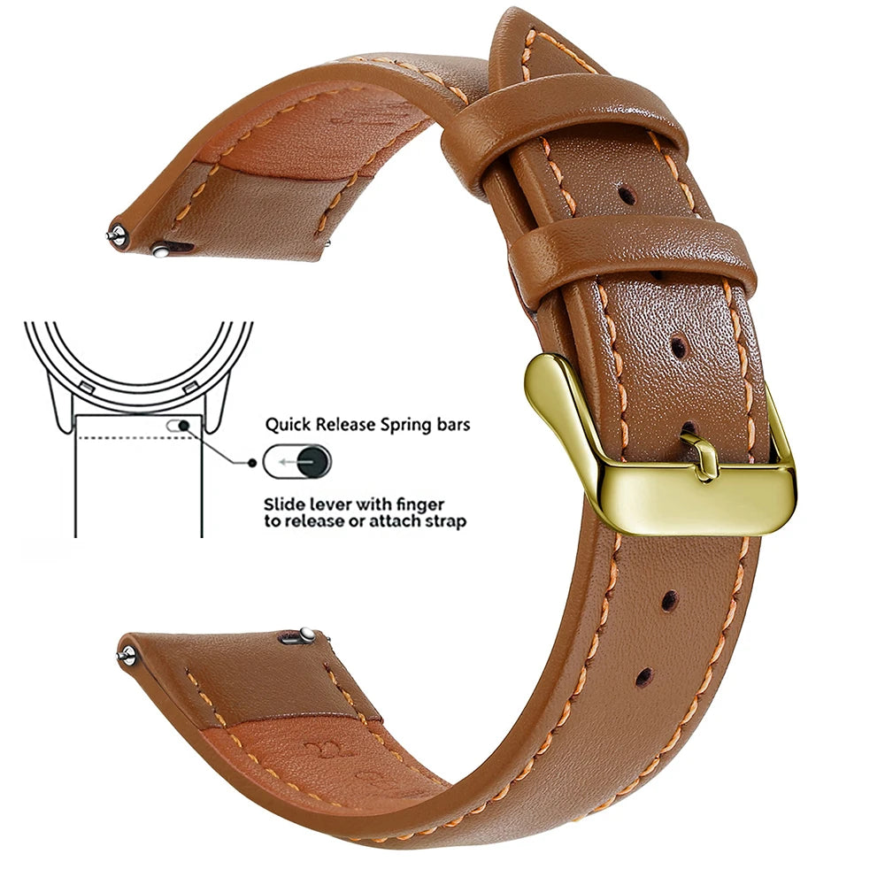 Samco Genuine Leather Watch Band 18–22mm (Quick Release)