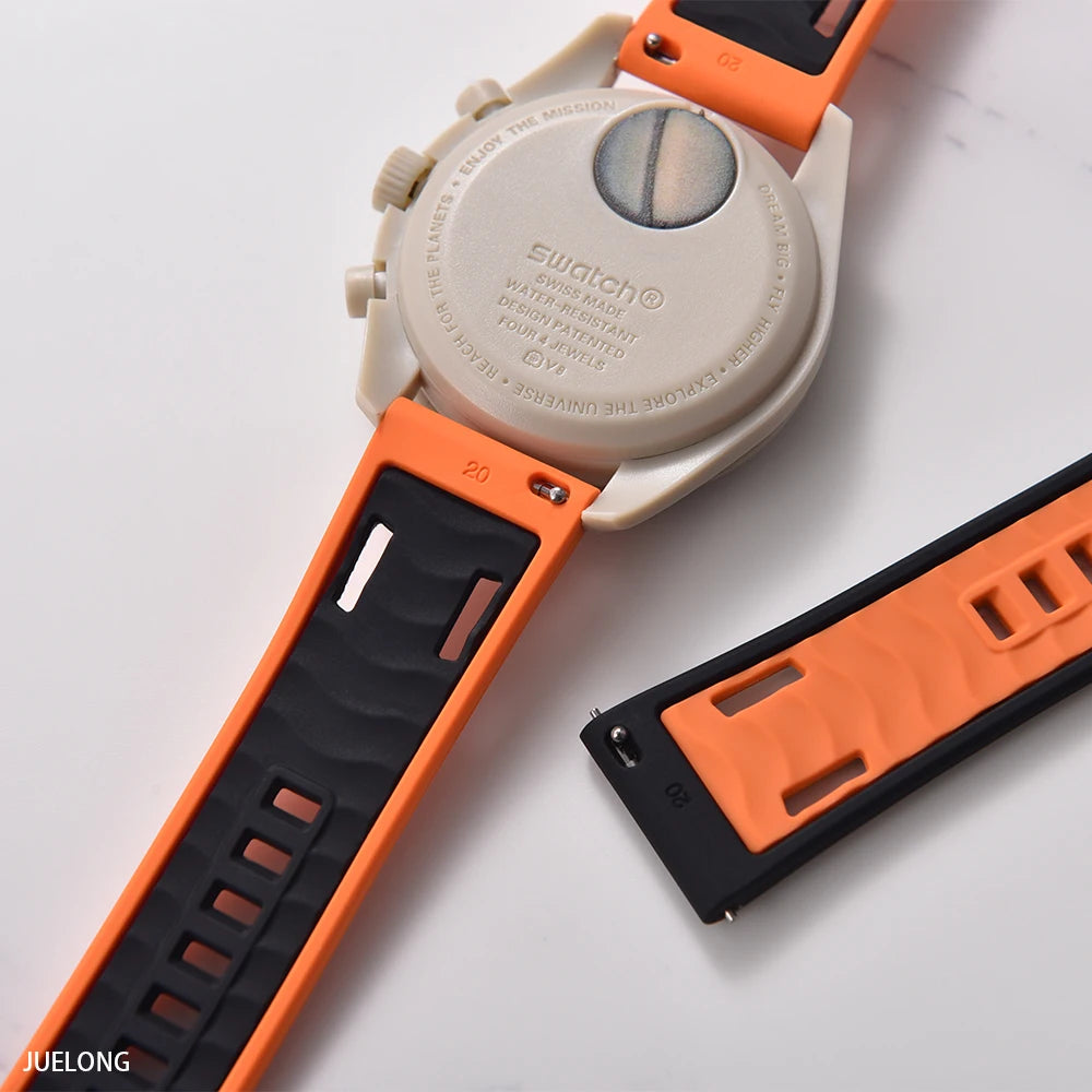 JUELONG Dual Color High-Density Silicone Watch Strap 20/22mm Quick Release