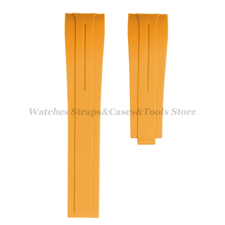 Curved End Silicone Rubber Watch Band 20–22mm for Rolex Water Ghost