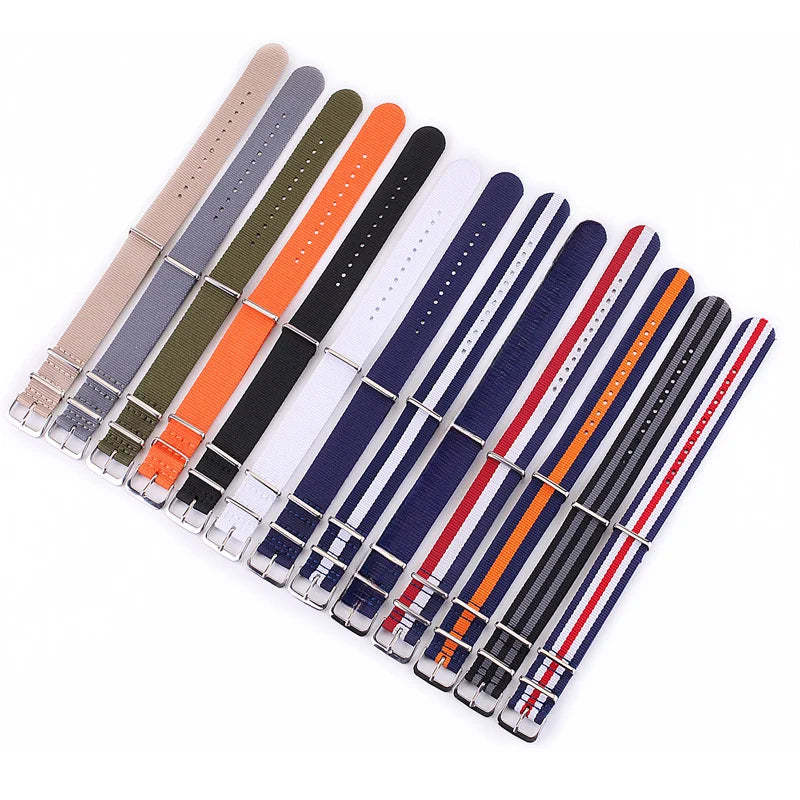 Fabric Nylon Woven Watch Strap 14–22mm (Steel Buckle)