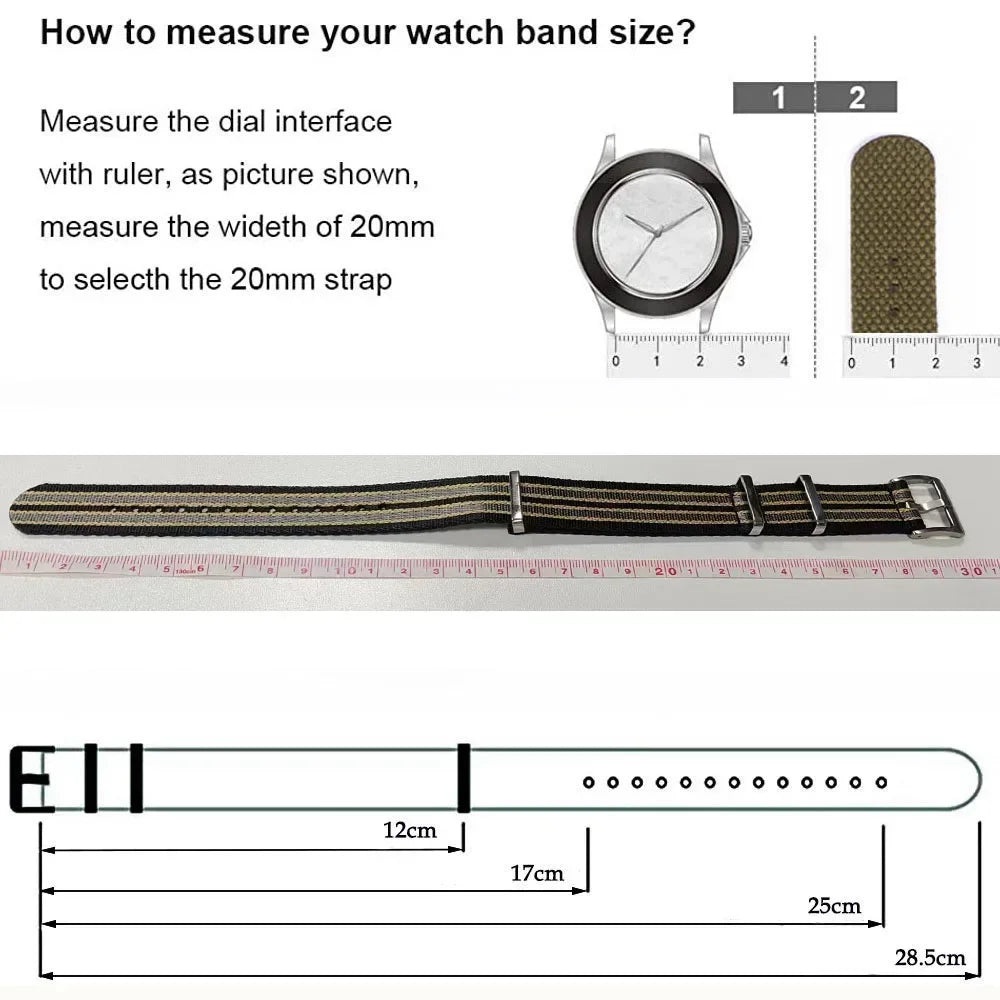 20mm High Density Nylon Watch Strap for Omega 007 Replacement Band for Rolex Premium Soft Straps Universal Sports Watch Band