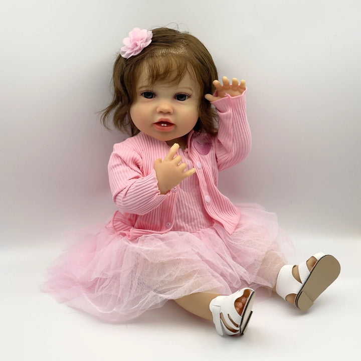 Lottie 22 Inch Princess Girl Full Body Reborn Baby Toddler Doll Lifelike Newborn 3D Skin Art Doll with Hand-Rooted Hair