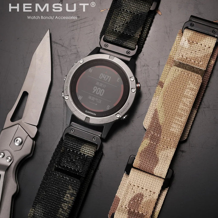 Quickfit Nylon Military Watch Strap – 20–26mm for Garmin & Amazfit