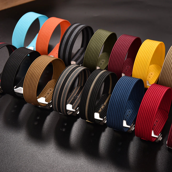 Ribbed Nylon & FKM Rubber Watch Strap – 18–22mm Folding Buckle for Omega, Tudor & Seiko