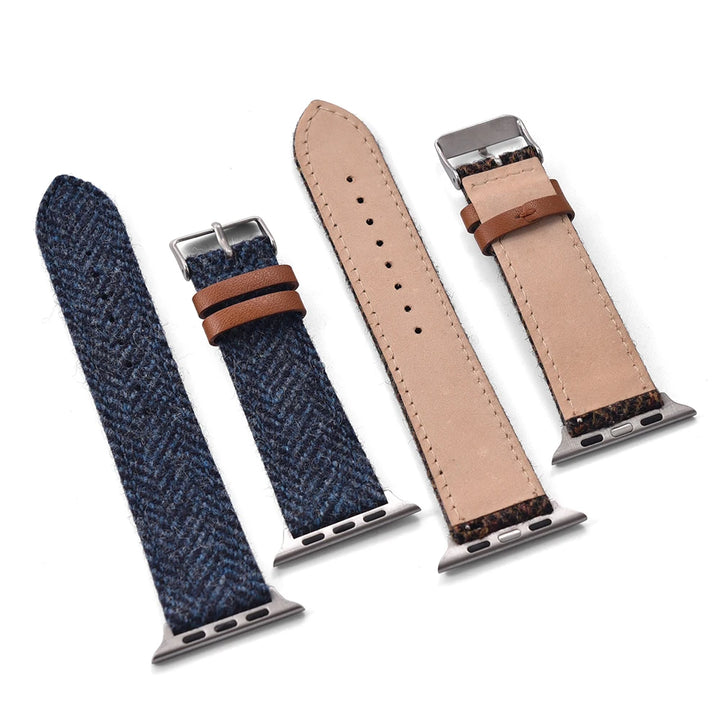Vintage Wool & Leather Apple Watch Band – 40–49mm for Series 10–6, SE & Ultra 2