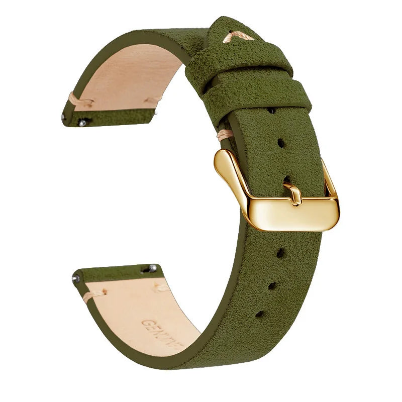 Genuine Leather Quick-Release Watch Strap 14–22mm