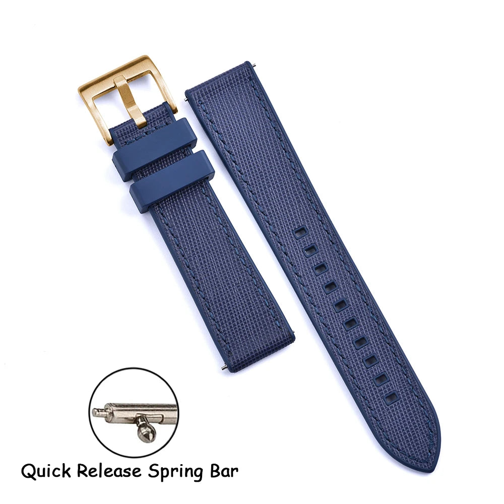 FKM Rubber Strap 20mm22mm Leather Qucik Release Watch Band Universal Women Men Watch Accessories for Omega Seiko Sports Bracelet