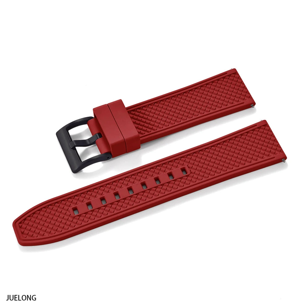 HAISCH Bullet-Shaped FKM Rubber Watch Strap – 18-24mm, Quick Release, Waterproof