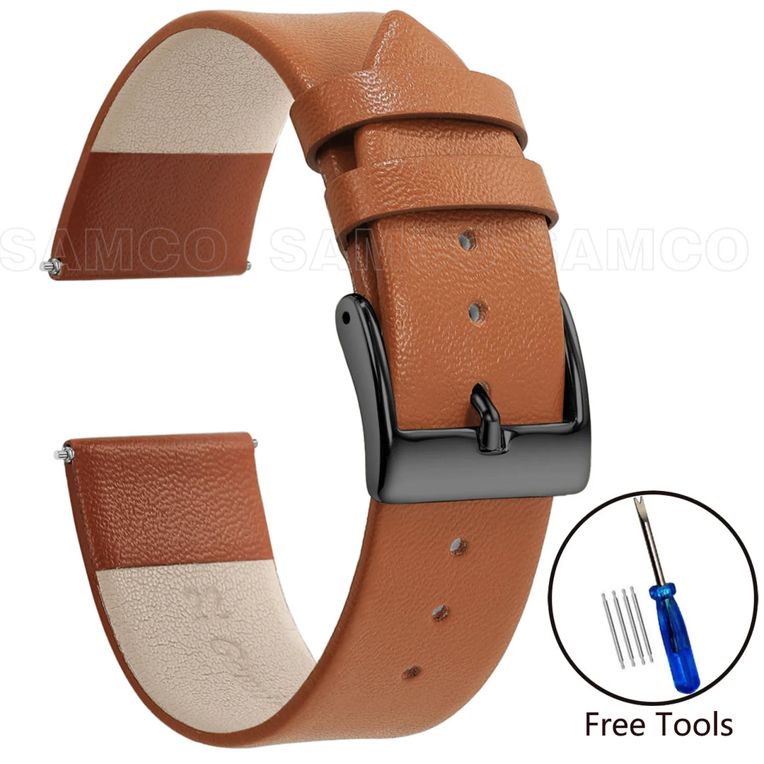 Minimalist Leather Watch Strap 12–22mm