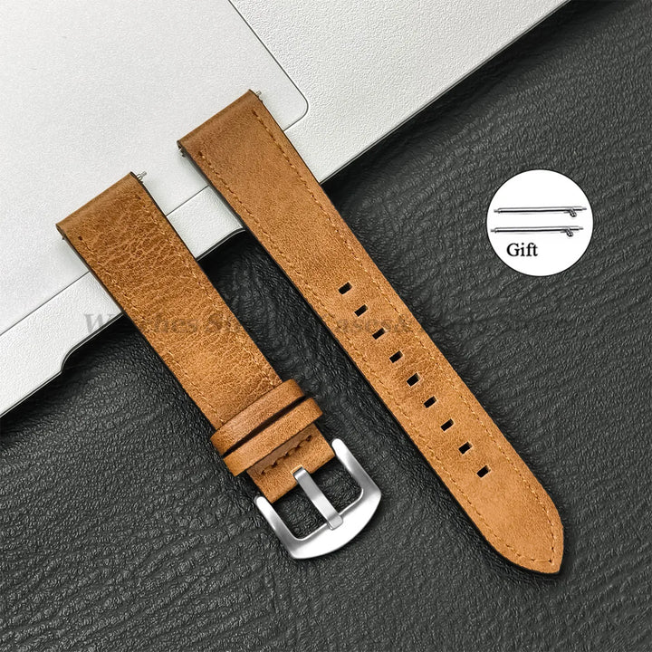 Leather Strap for Samsung Galaxy & Huawei Watches – Vintage Brown (20/22mm)