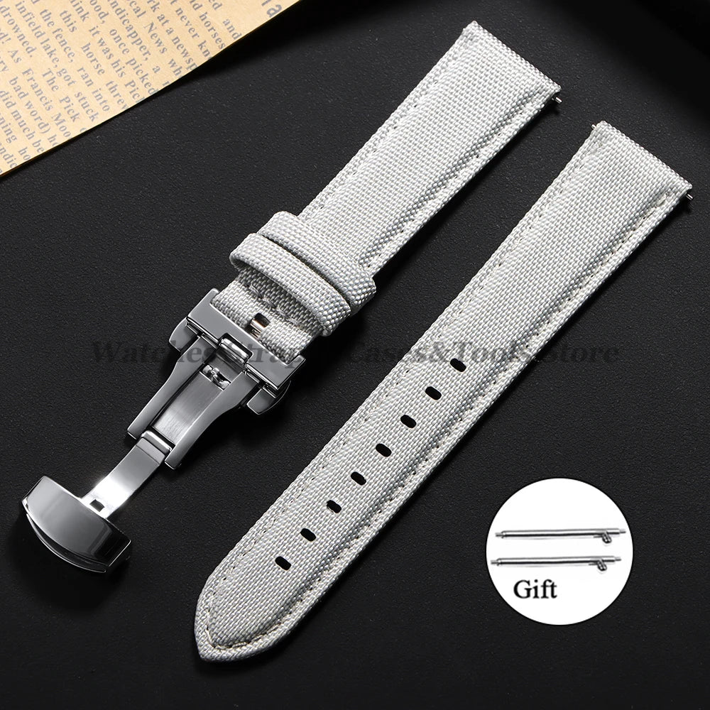 Sailcloth Nylon Watch Strap – 20-22mm Butterfly Buckle