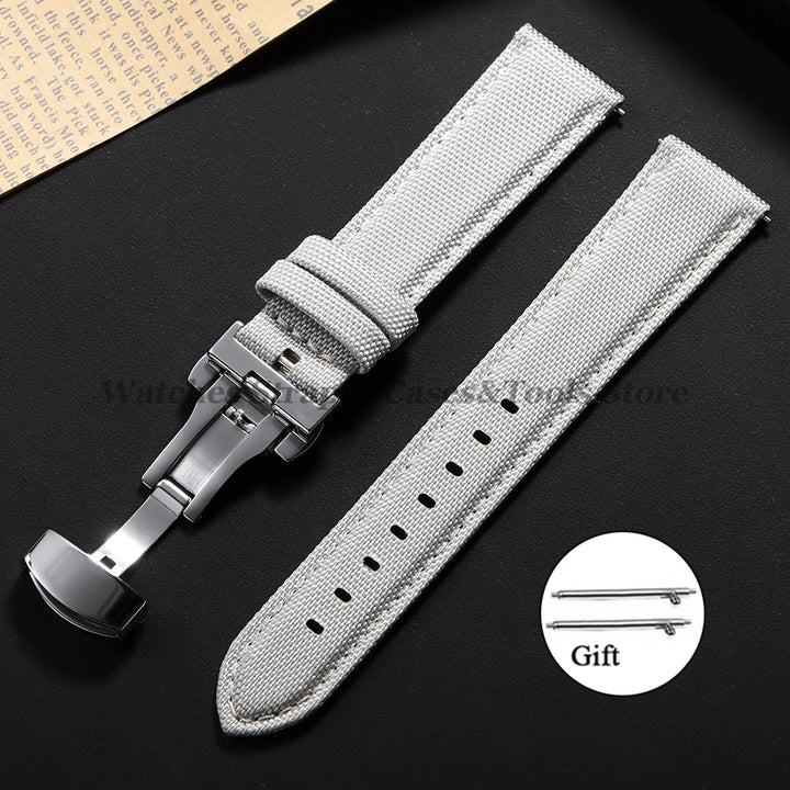 Sailcloth Nylon Watch Strap – 20-22mm Butterfly Buckle