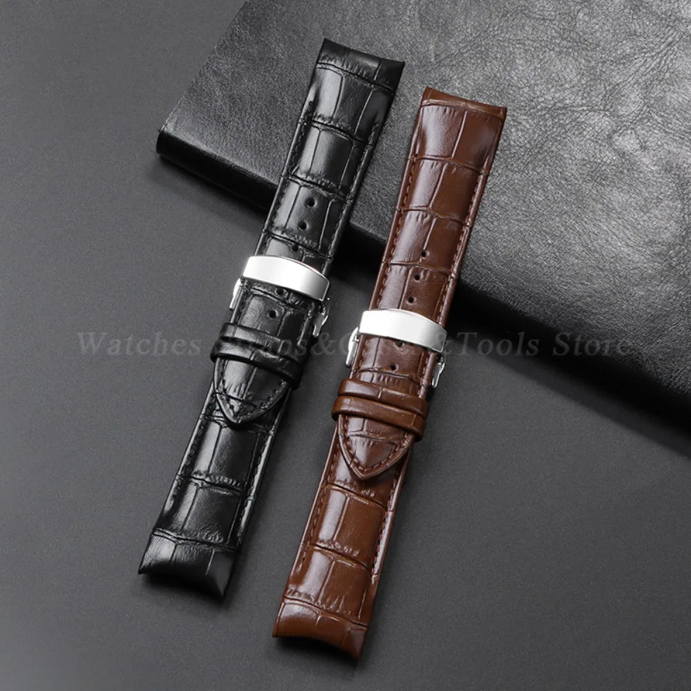 Calfskin Strap For Tissot T035 627/407/617 Genuine Leather Watch Band 22mm 23mm 24mm Butterfly Buckle Men Curved End Replacement